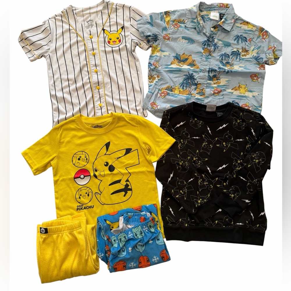 Pikachu Kids Tee & Shirt Set - Yellow, Black, Light Blue